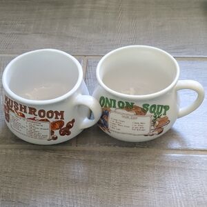 Vintage Soup Mugs with Cream of Mushroom and Onion Soup Recepies On Then
